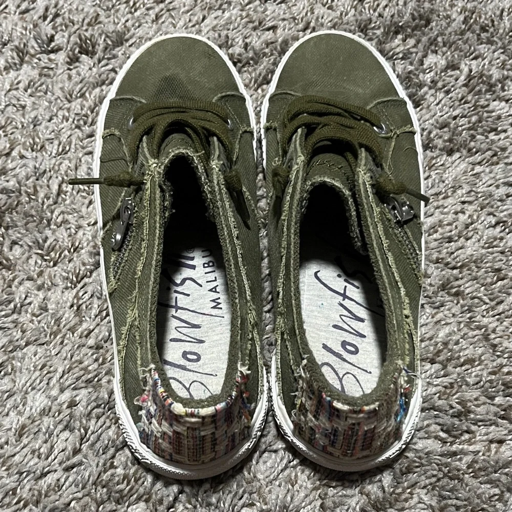 Olive Green Canvas Sneakers for Women - Picture 3 of 5